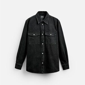 Zara Men’s Black Denim Long Sleeve - Medium